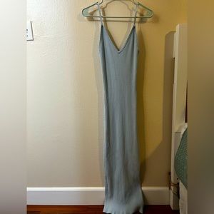 Dusky Blue Knit Ronny Kobo  Floor Length Dress